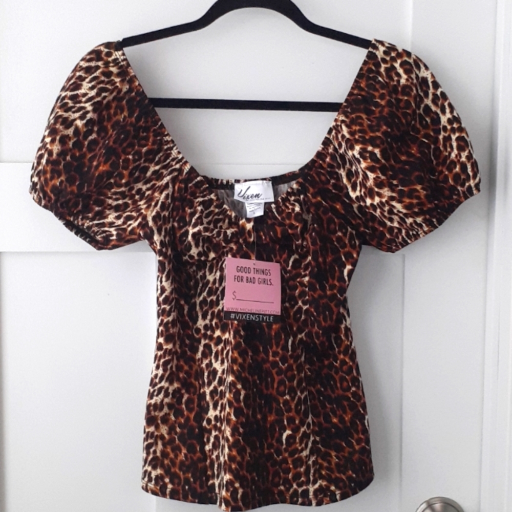 Vixen by Micheline Pitt Powder Puff top, large leopard print